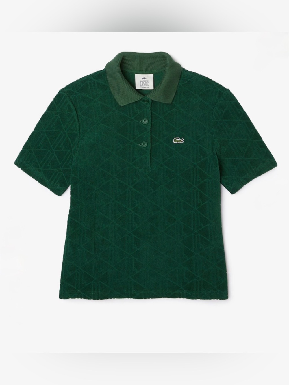 Lacoste Green Terry Geometric Textured Polo